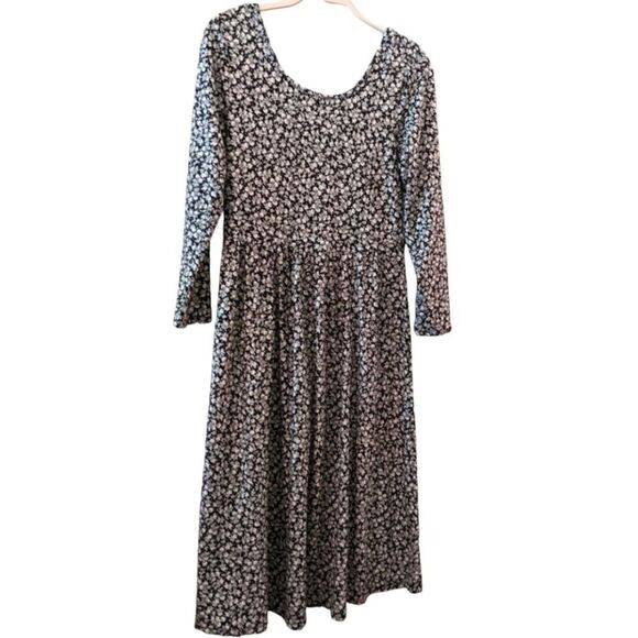 OLD NAVY Midi Dress Stretch Black White Floral Size Medium - Picture 1 of 5